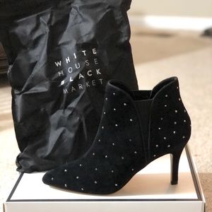 White House Black Market Laila Black Suede Booties